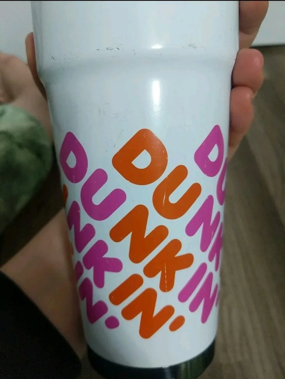 2019 Dunkin Donuts 24 oz White Stainless Steel Insulated Travel Tumbler Mug Wcup